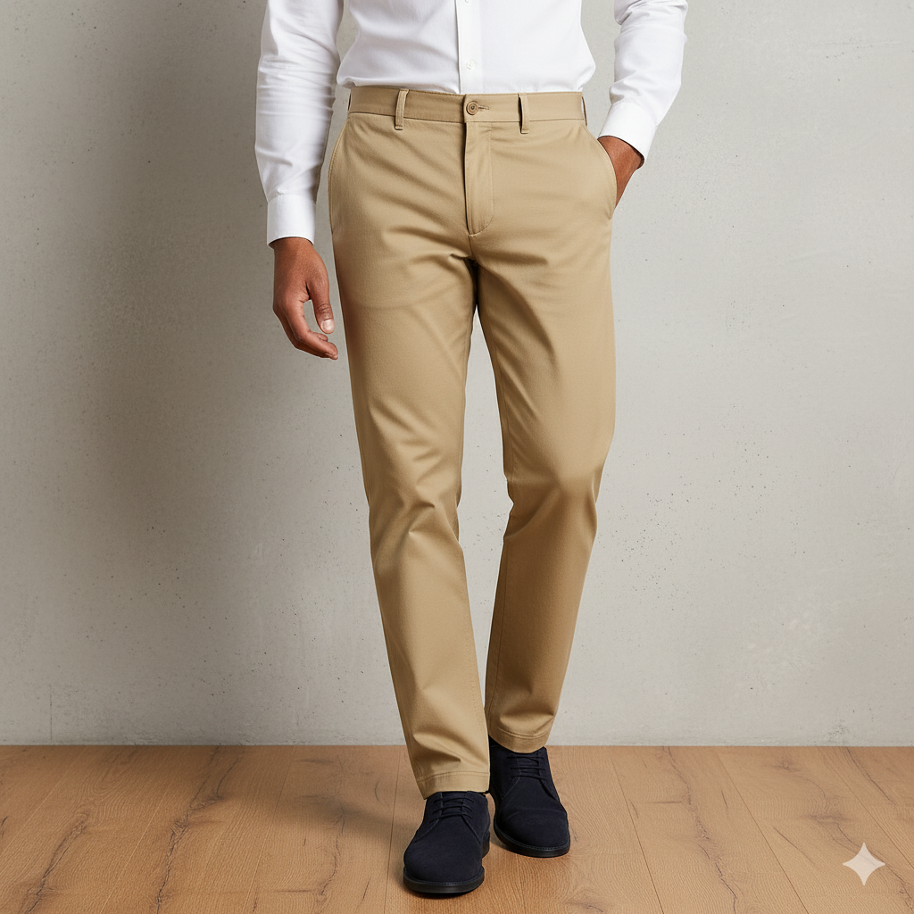 Premium Beige Cotton Chinos