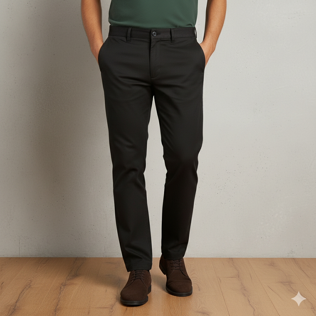 Premium Black Cotton Chinos