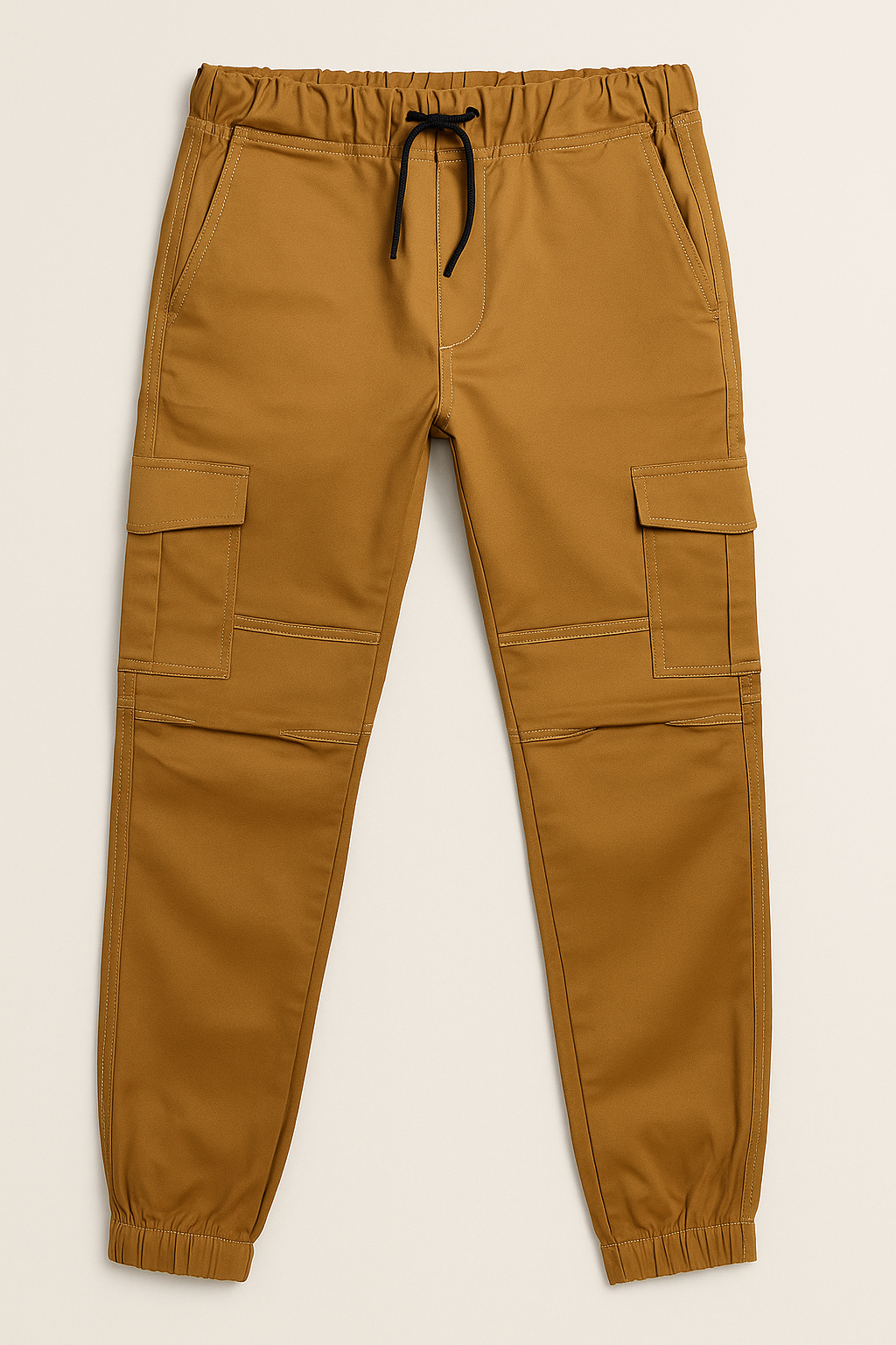 Camel Brown Relaxed FIt 6 Pocket Cotton Cargo Trouser