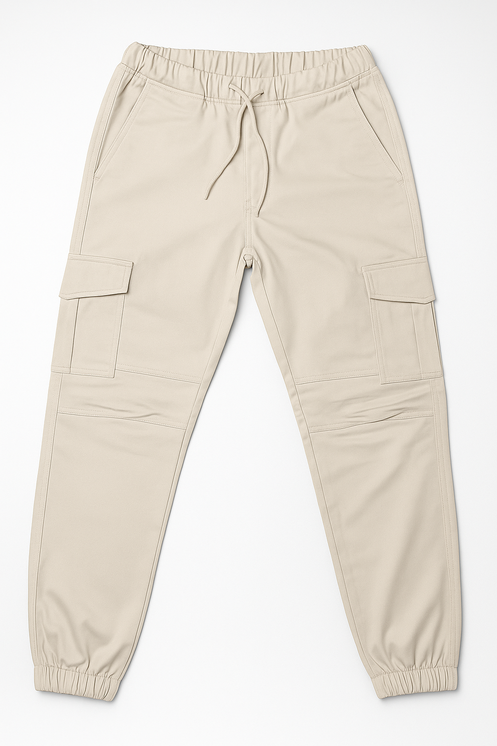 Cream White Relaxed FIt 6 Pocket Cotton Cargo Trouser