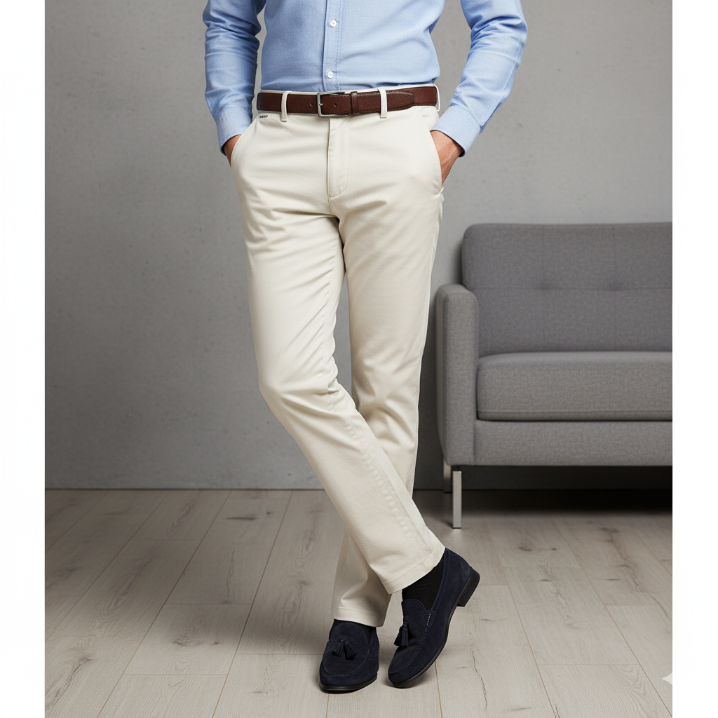 Premium Cream White Cotton Chinos