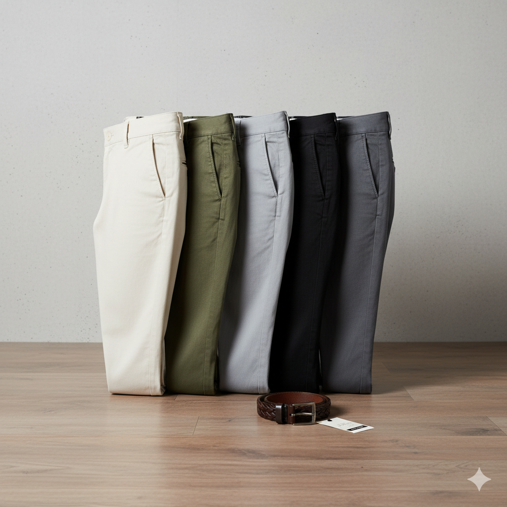 Pack of 5 Premium Cotton Chinos
