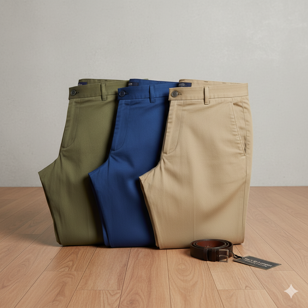 Pack of 3 Premium Cotton Chinos