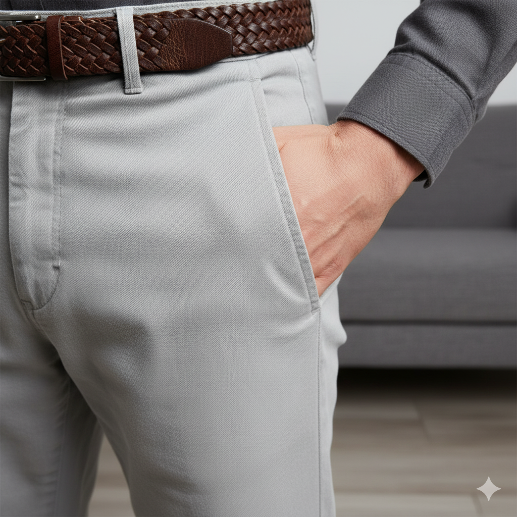Premium Light Grey Cotton Chinos