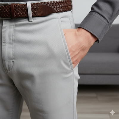 Premium Light Grey Cotton Chinos