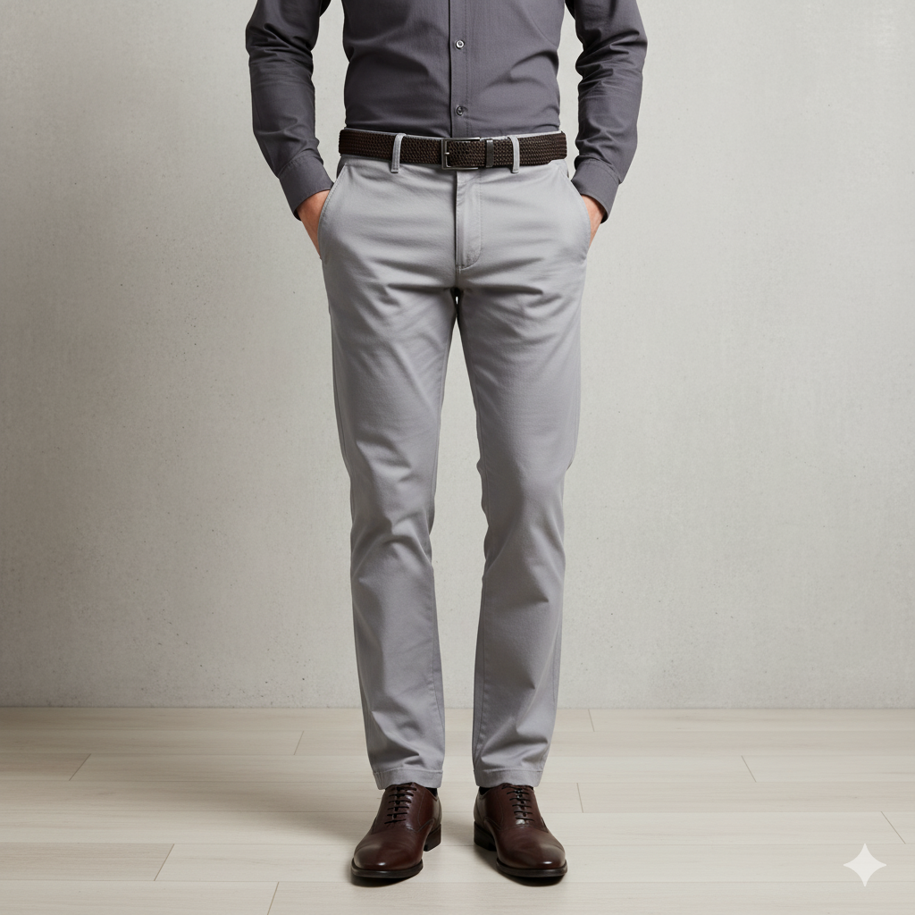 Premium Light Grey Cotton Chinos