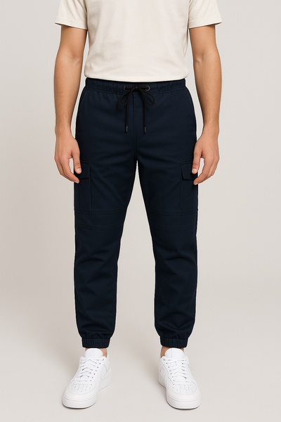 Navy Blue Relaxed FIt 6 Pocket Cotton Cargo Trouser