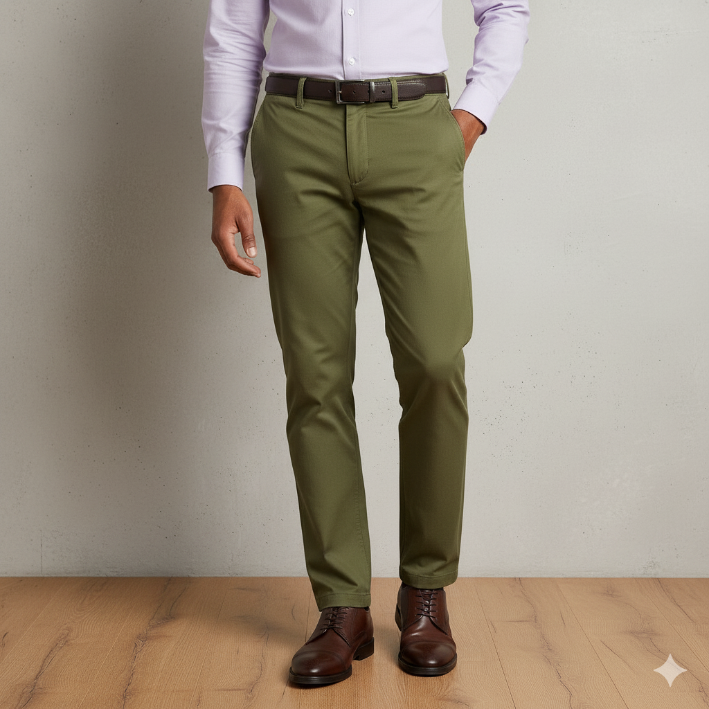 Premium Olive Green Cotton Chinos