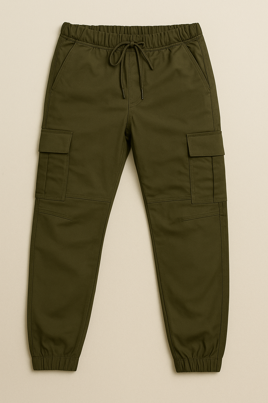Olive Green Relaxed FIt 6 Pocket Cotton Cargo Trouser