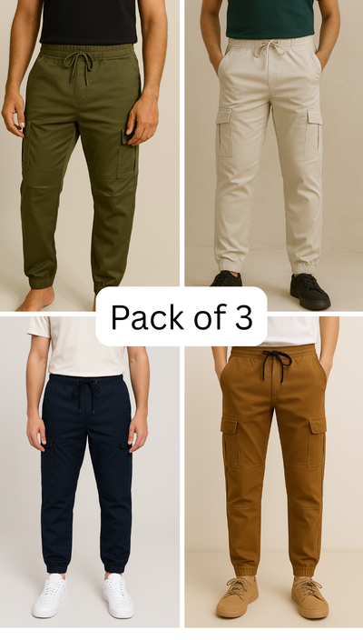 Pack of 3 Relaxed Fit Cargo Trousers